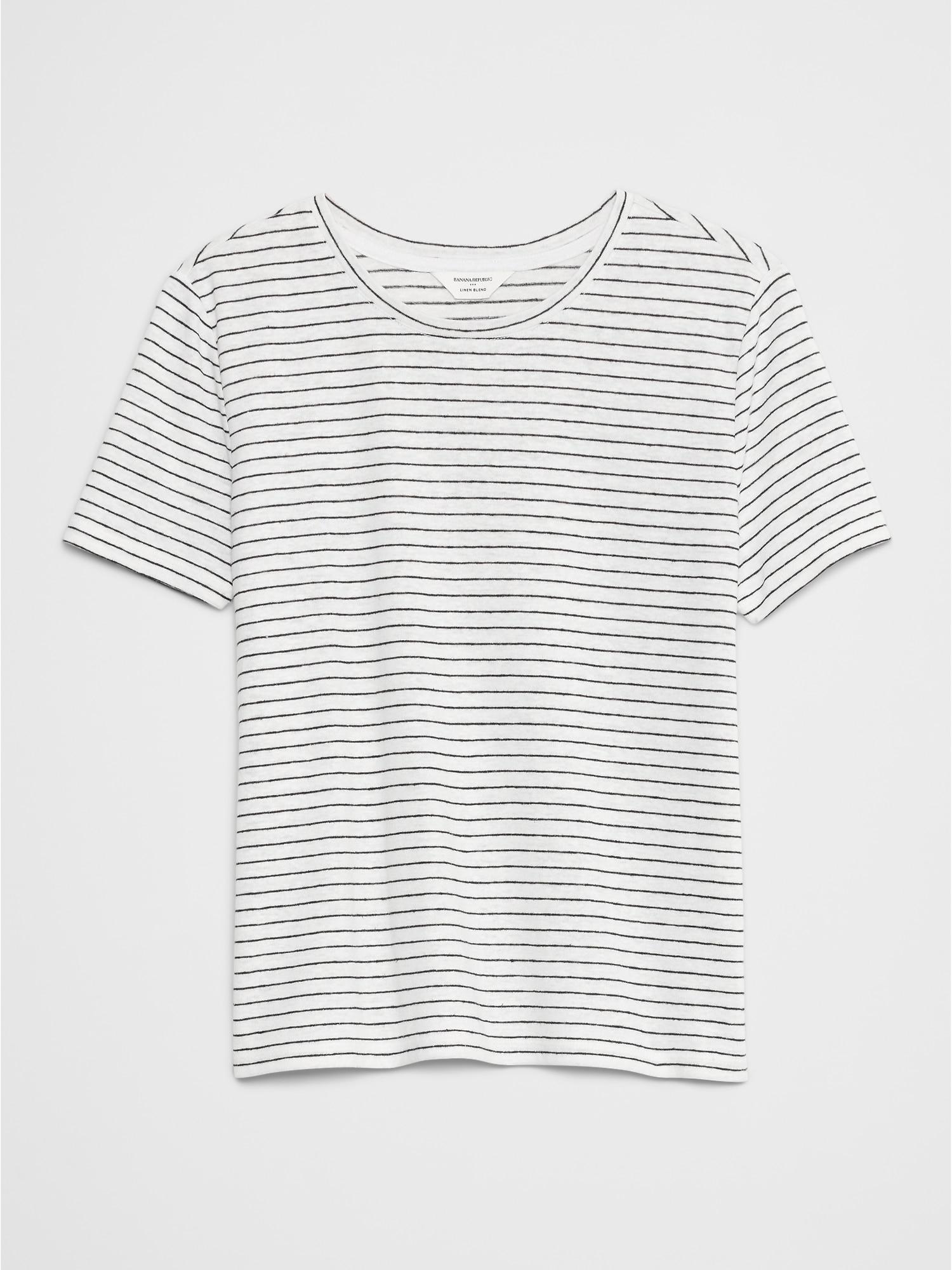 Linen-Blend Crew-Neck Top Product Image