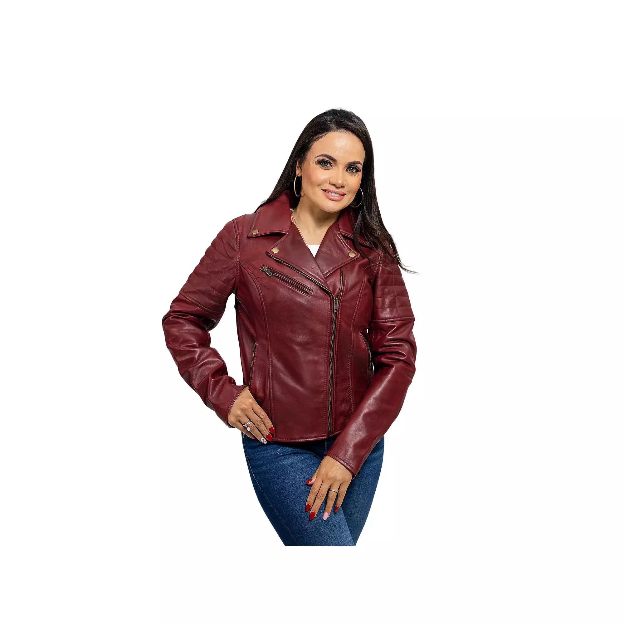 Women's Whet Blu Asymmetrical Moto Leather Jacket,  Product Image