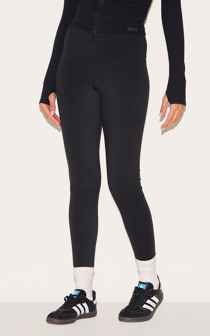 Black Brushed Sculpt Ruched Bum High Waist Sport Leggings Product Image