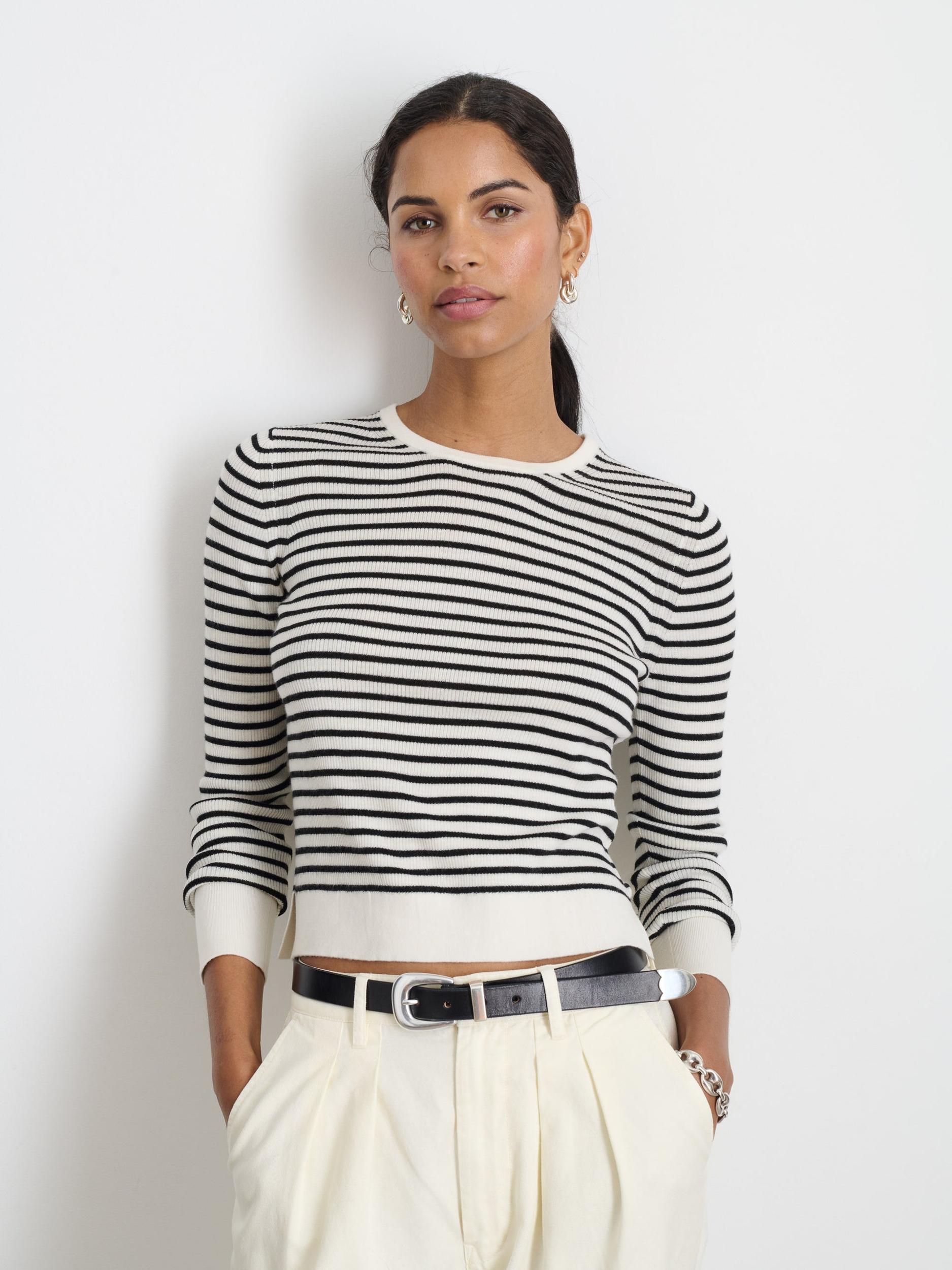 Ava Striped Sweater Tee Product Image