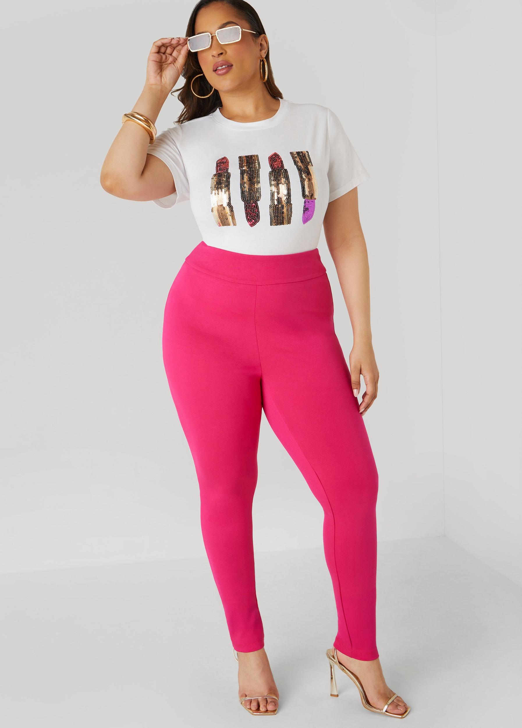 Plus Size High Waist Ponte Pull On Leggings Ashley Stewart Product Image