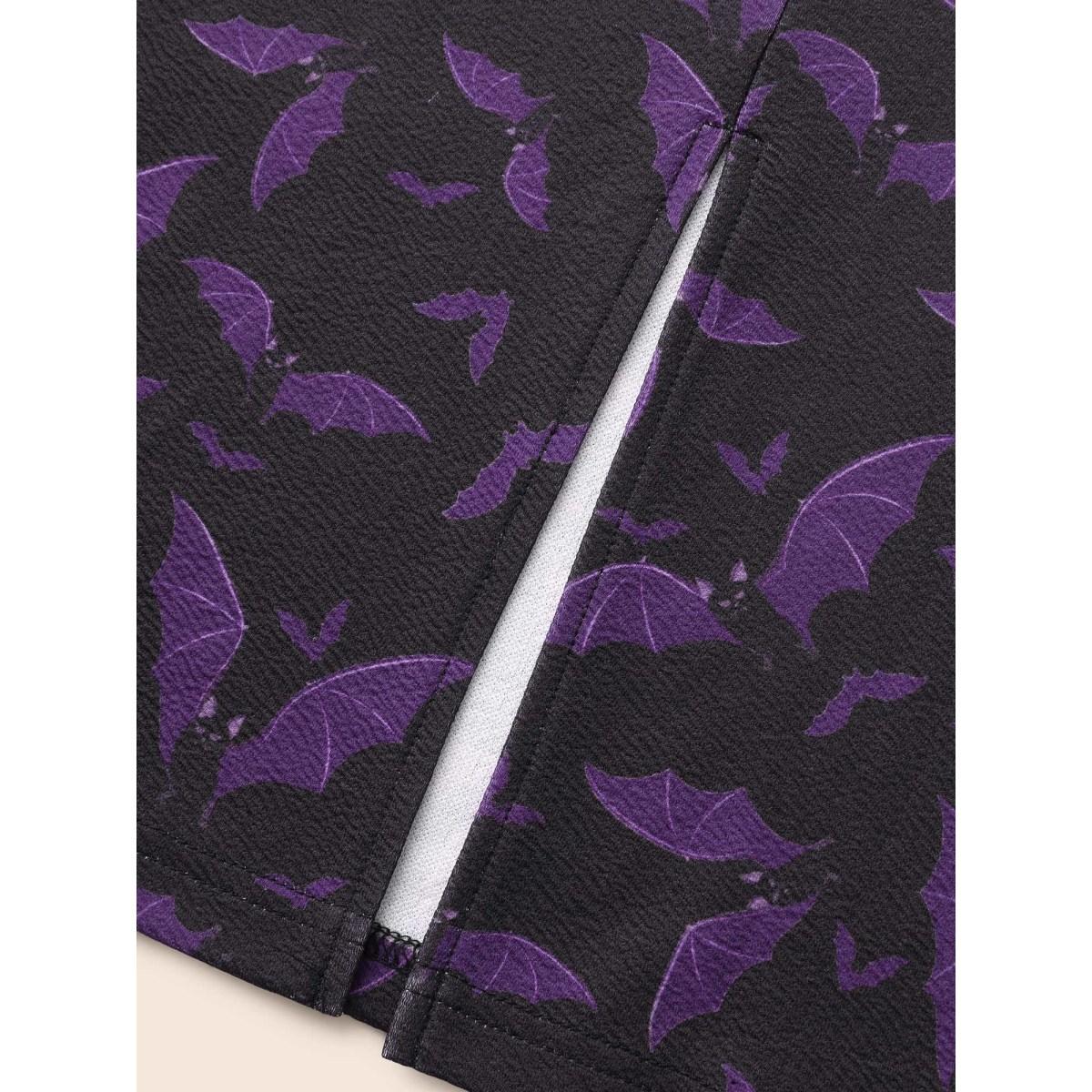 Plus Size Bat Heart Shaped Neckline Midi Dress Eggplant Women Cocktail Texture Party Curvy Bloomchic 22-24/3X Product Image