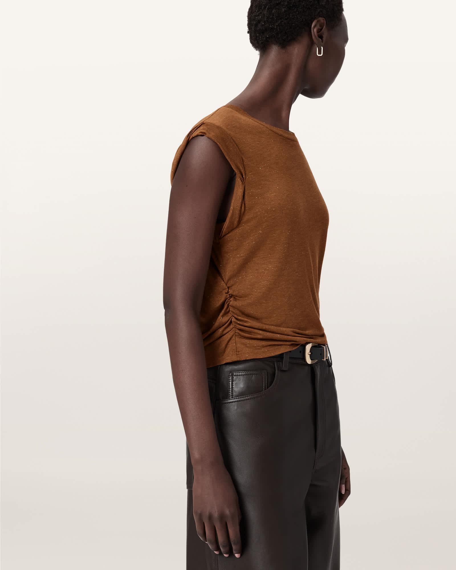 West Shimmer Tank Top RUST BROWN | ALLSAINTS US Product Image