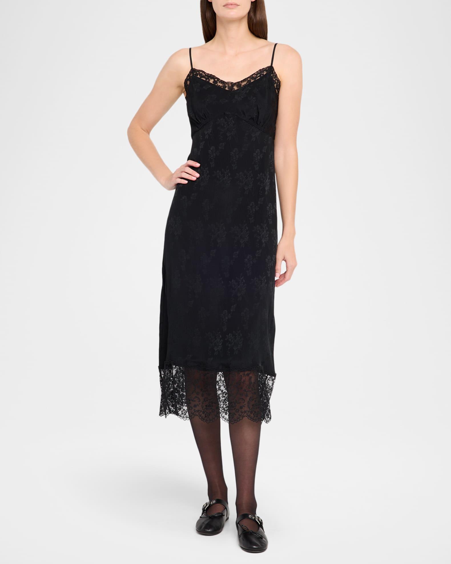 Floral Lace-Trim Slip Dress  Product Image