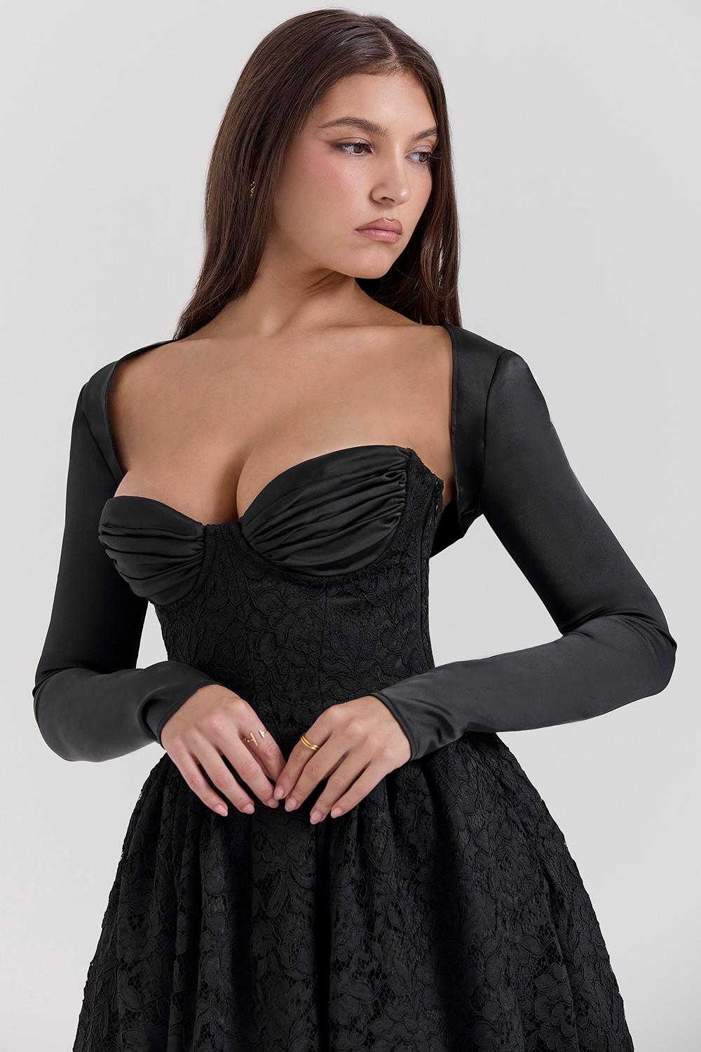 Duchess  black lace corset, skirt and bolero - sale Product Image