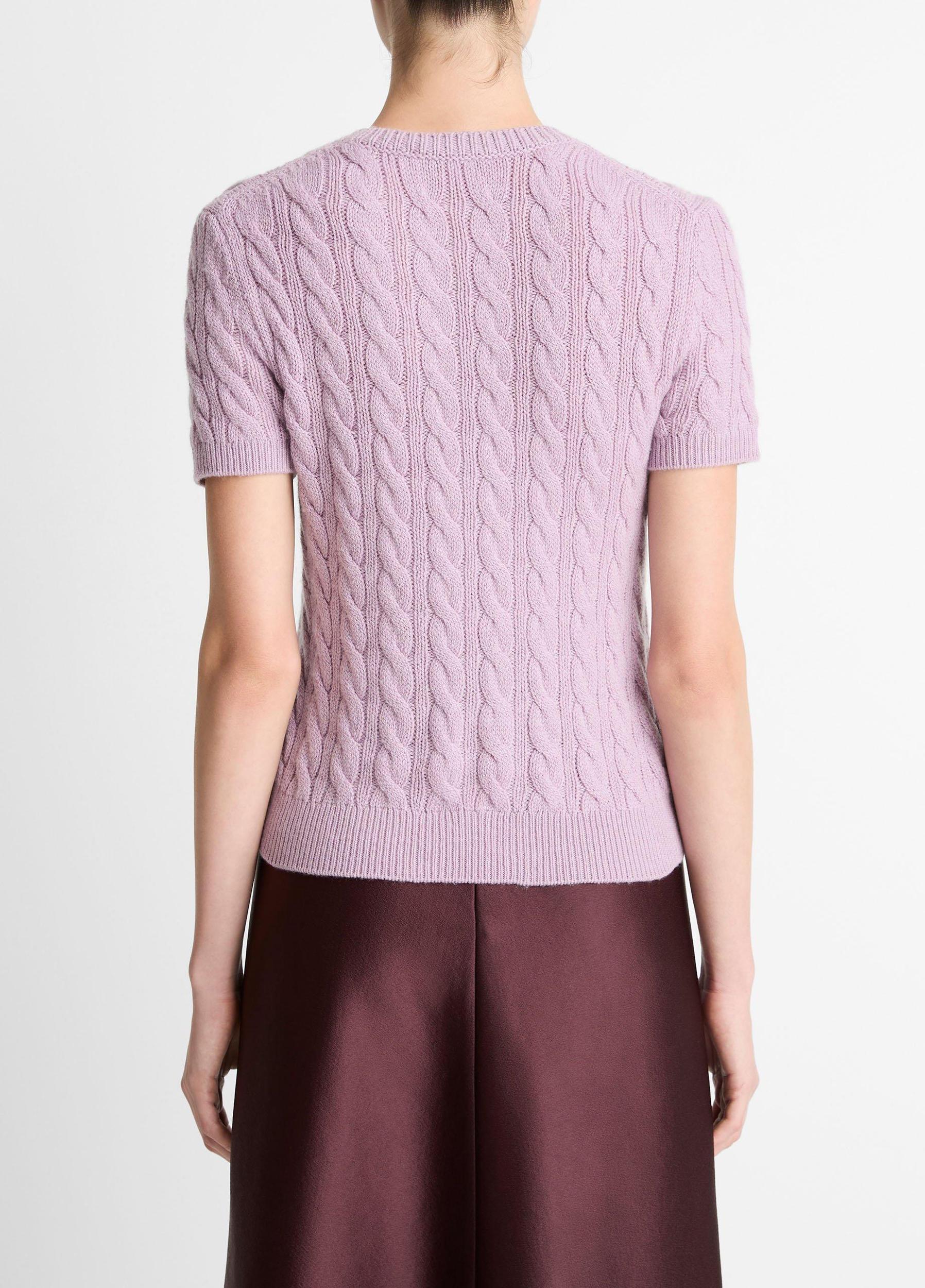 Cable-Knit Wool & Cashmere-Blend Short-Sleeve Sweater Product Image