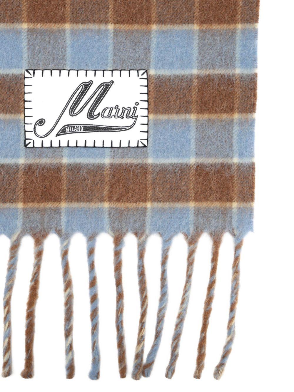plaid-pattern fringed scarf Product Image