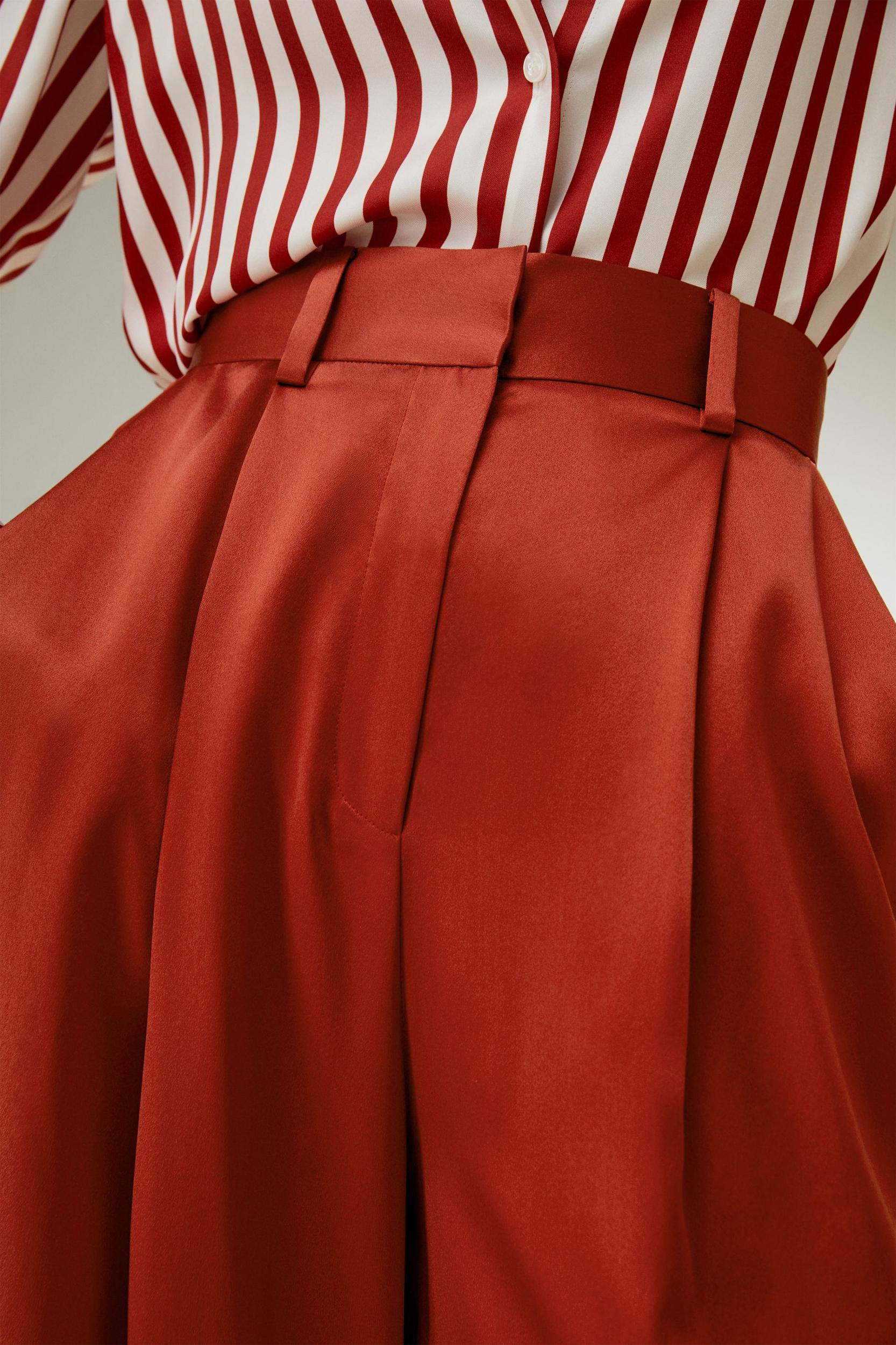 High-Waisted Wide Leg Dense Silk Pants Product Image