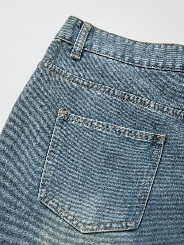 Men's Faded Vintage Denim Loose Jeans Product Image