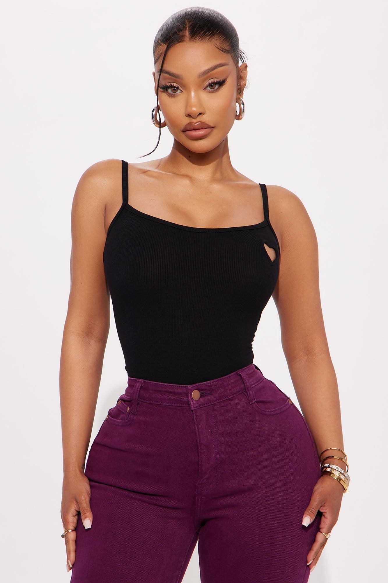 Heart Break Ribbed Bodysuit - Black Female Product Image