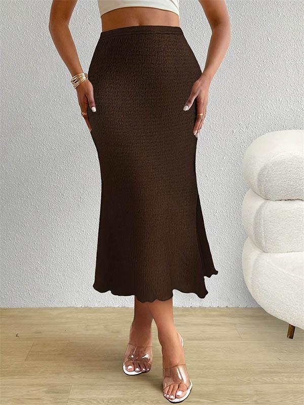 High Waisted Loose Elasticity Solid Color Skirts Product Image