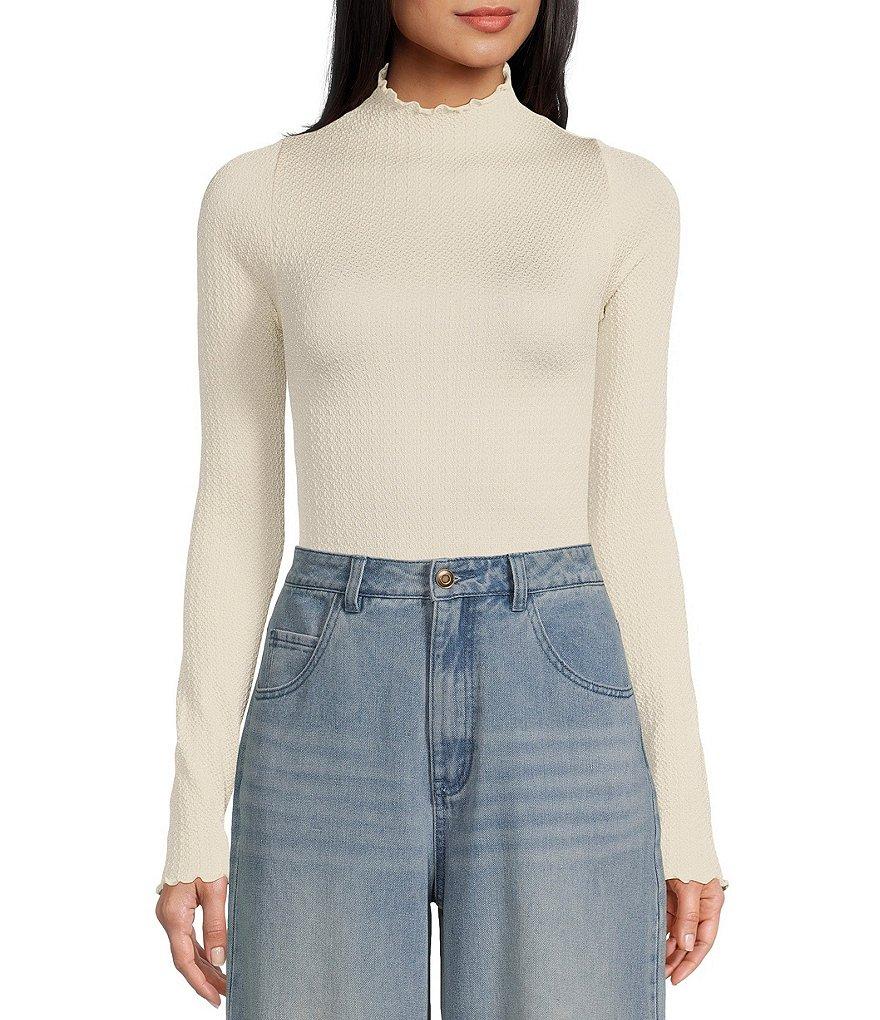 C&V Chelsea & Violet Lurex Mock Neck Bodysuit Product Image