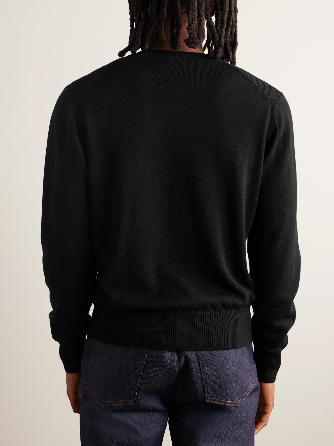 AMI ALEXANDRE MATTIUSSI Ami Classic Black Sweater With Round Neckline And Emblem Detail Product Image