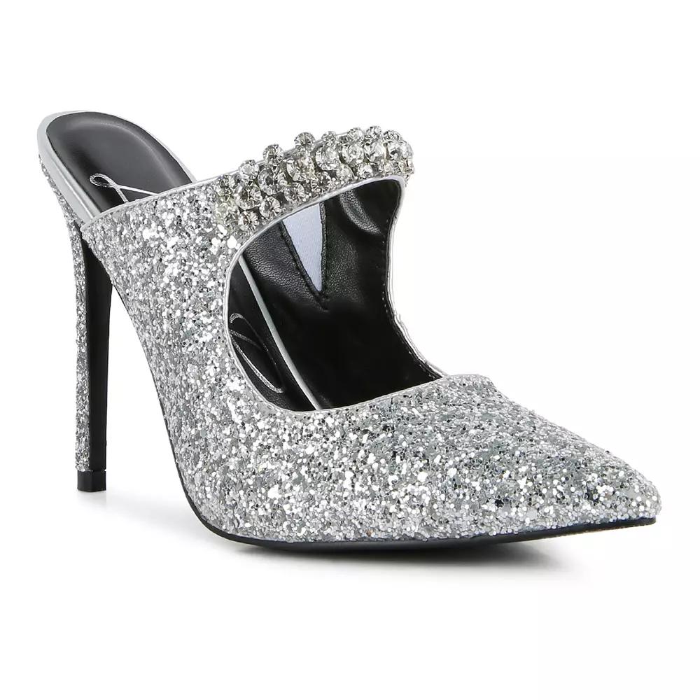 London Rag Twinklet Women's Glitter High Heel Shoes, Size: 7, Silver Product Image