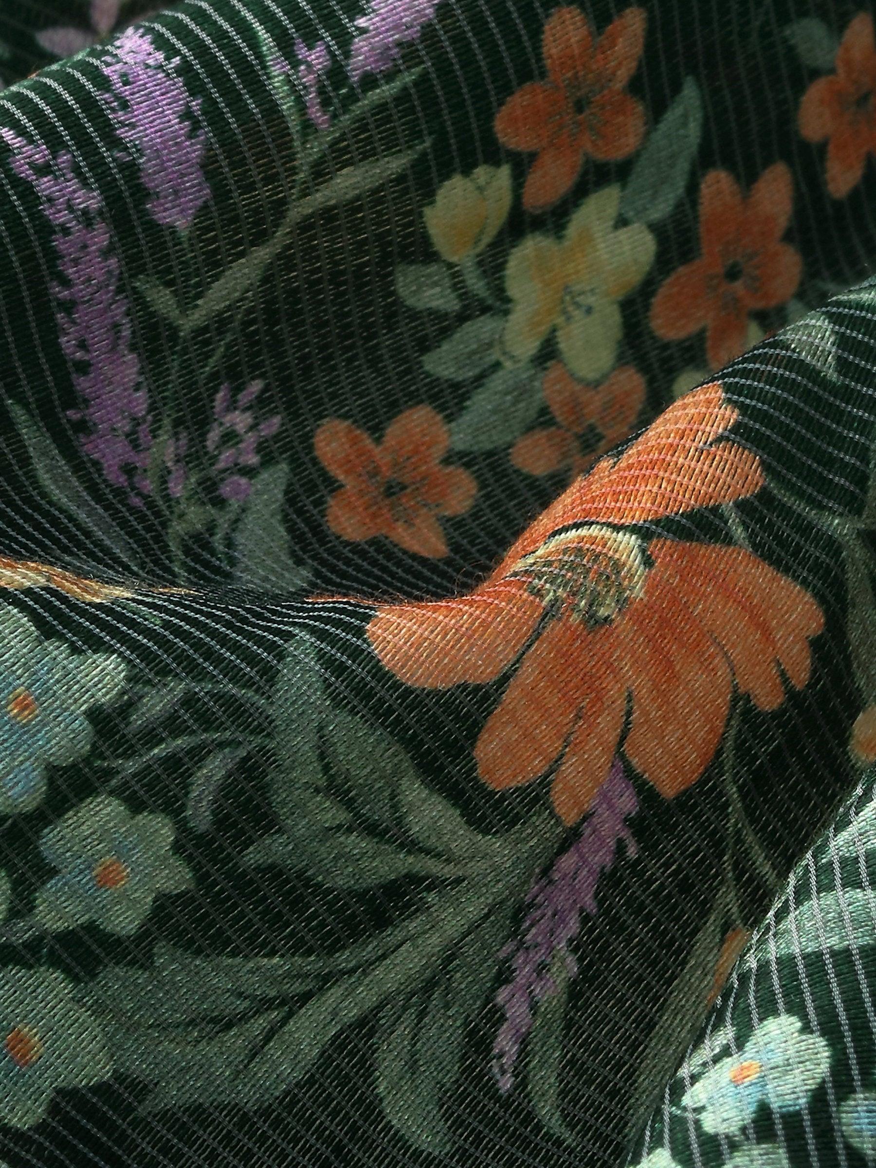 Tencel Blend Floral Print Women V-Neck Blouse Product Image