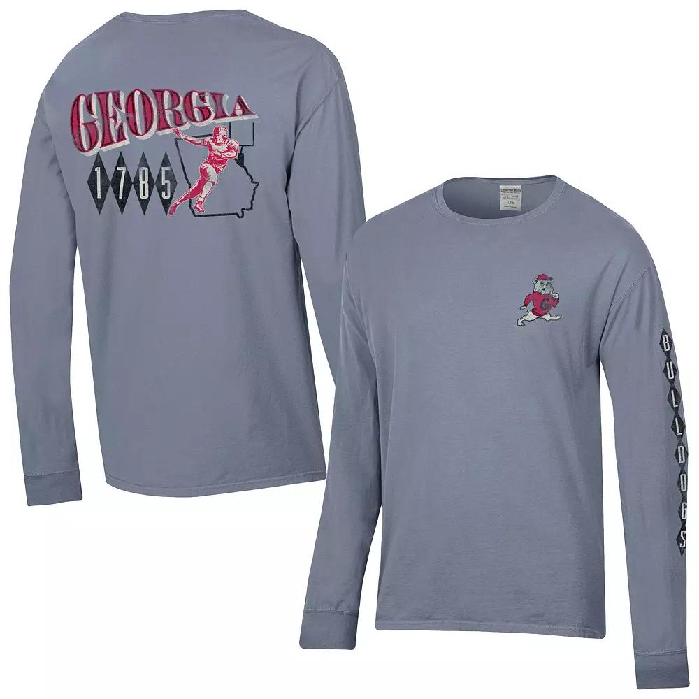 Mens ComfortWash Gray Georgia Bulldogs Vault Football Long Sleeve T-Shirt Product Image