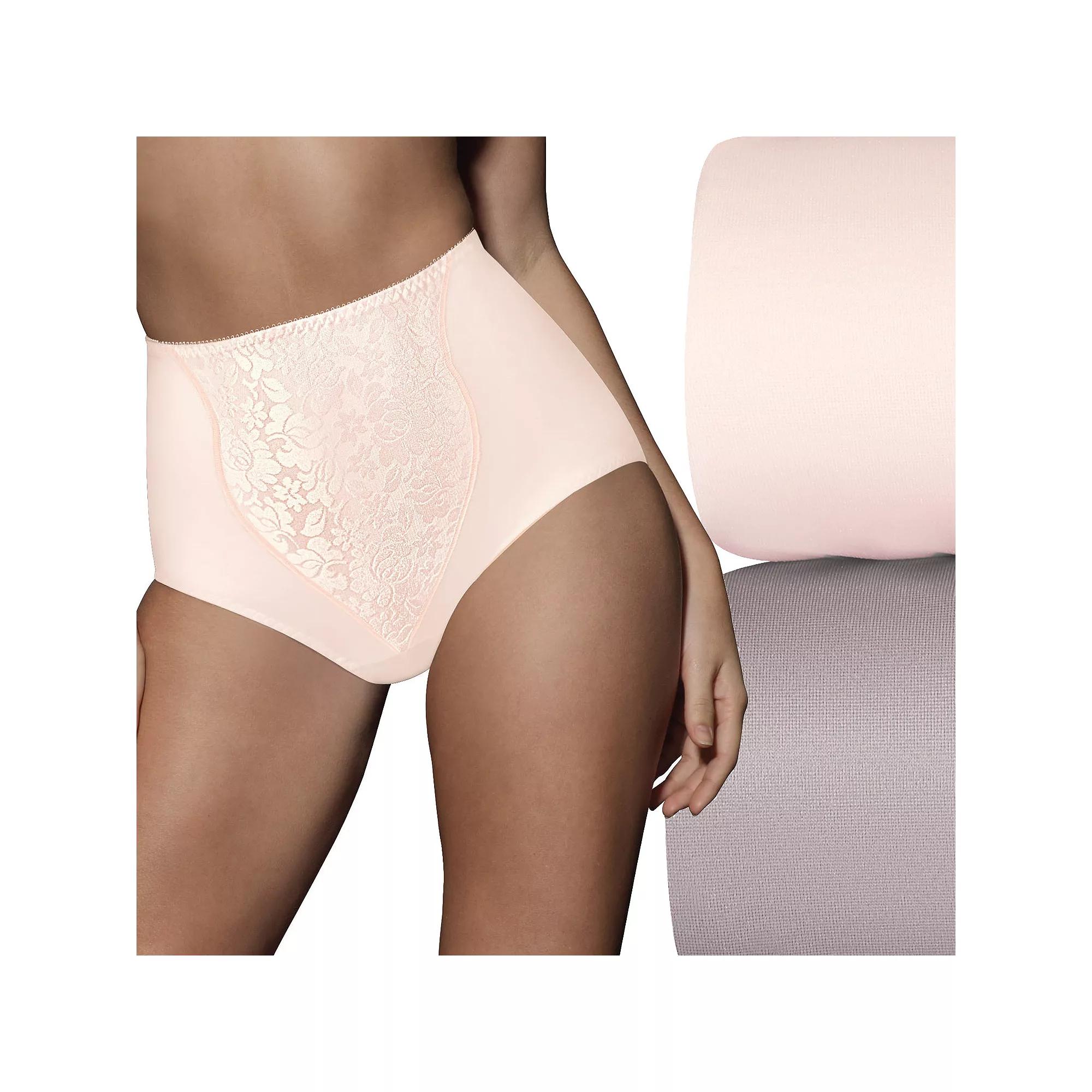 Bali 2-pack Double Support Light Control Shaping Brief Panty with Lace X372, Womens Warm Silver Pink Bliss Product Image