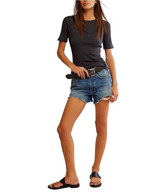 Free People We The Free Picture You Ribbed Pointelle Crew Neck Short Sleeve Tee Product Image