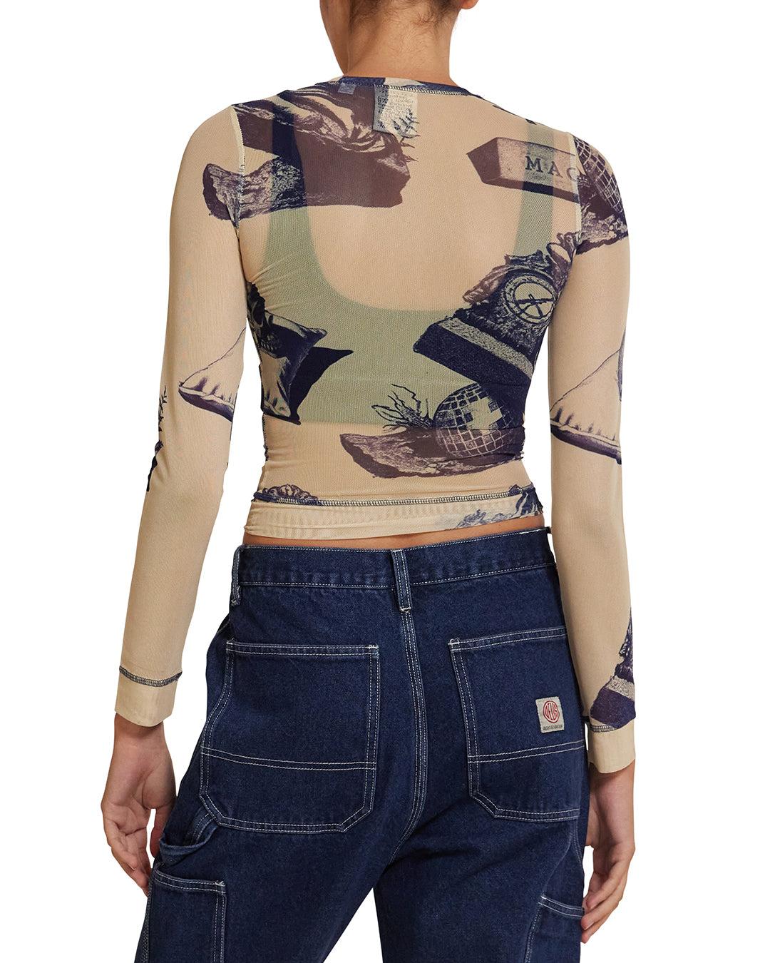 5-7-5 Mesh Long Sleeve Top - Indigo Product Image