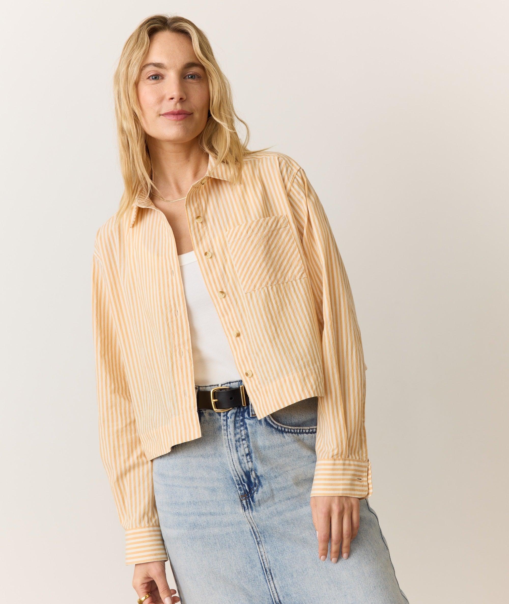 Mia Cropped Shirt in Cali Poplin Product Image
