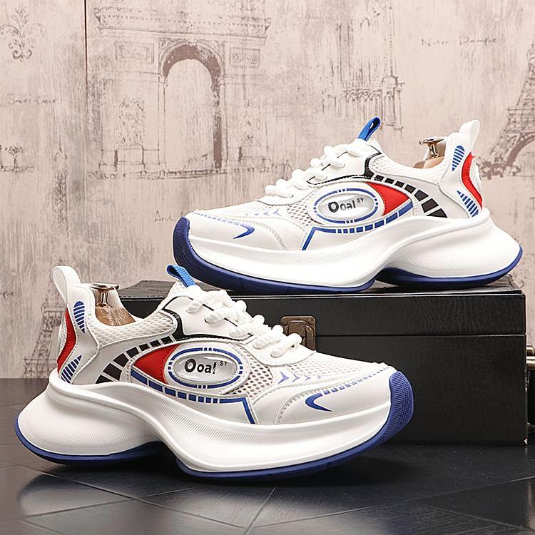 Platform Mesh Panel Lace-Up Sneakers Product Image