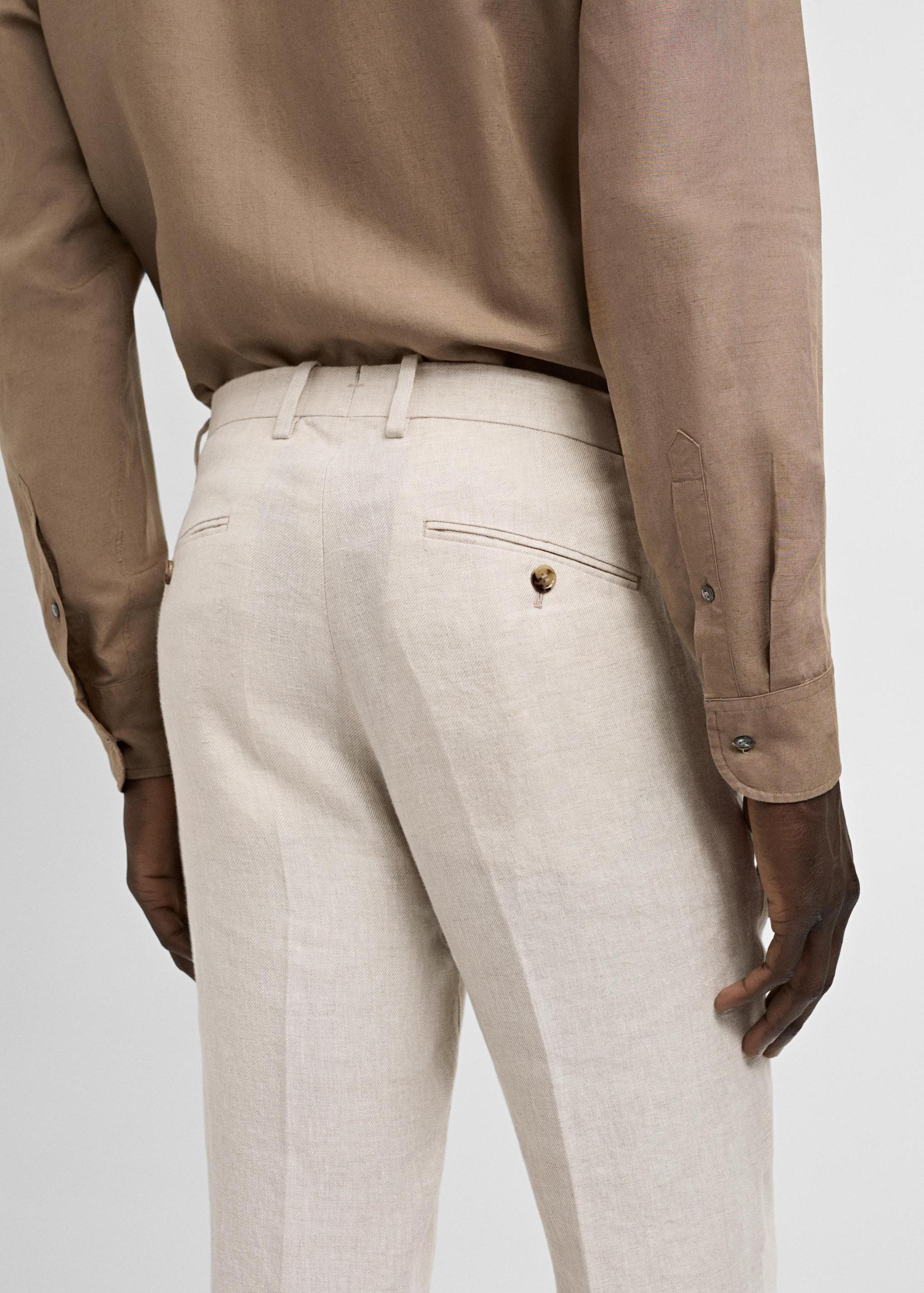 100% linen slim-fit suit pants - Men | MANGO USA Product Image