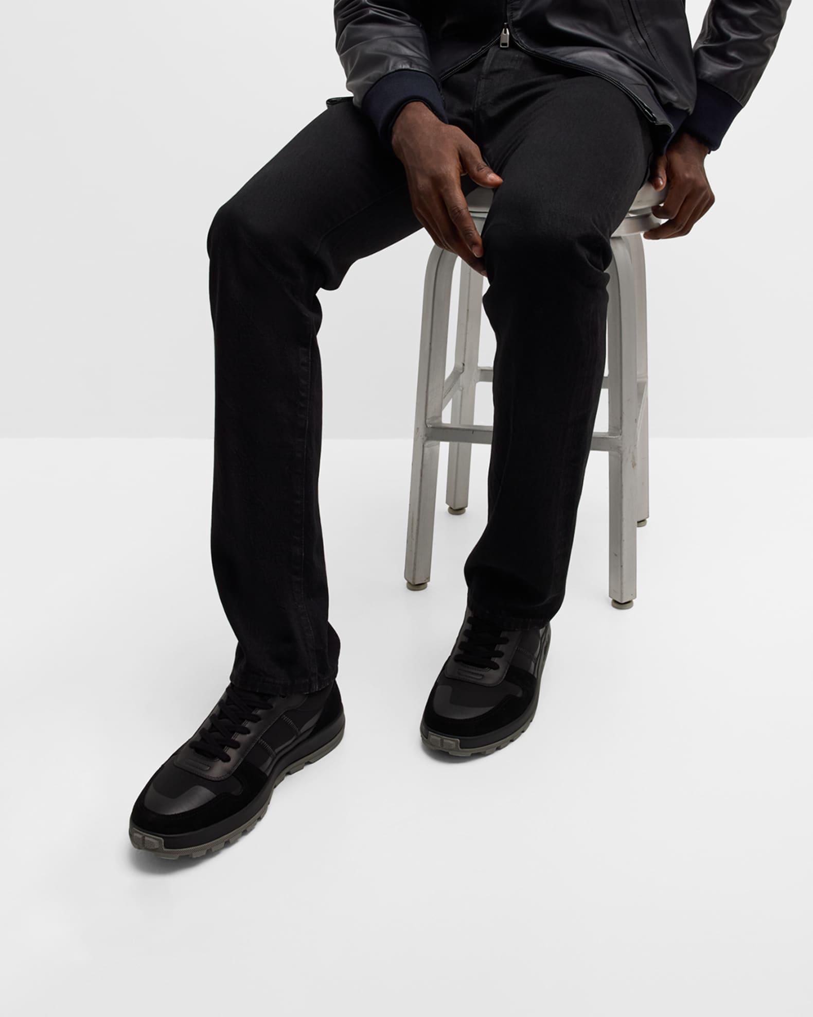 Men's Fabric and Suede Low-Top Sneakers Product Image