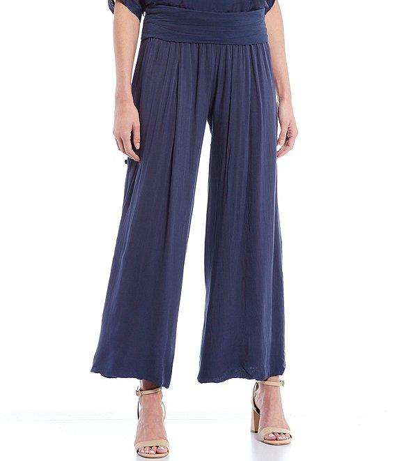 M Made in Italy Pull-On Pleated Ankle Coordinating Wide Leg Pants Product Image