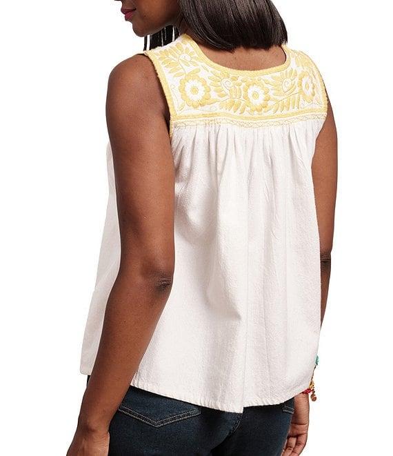 FRANCES VALENTINE Jess Embroidered Square Neck Sleeveless Top Product Image