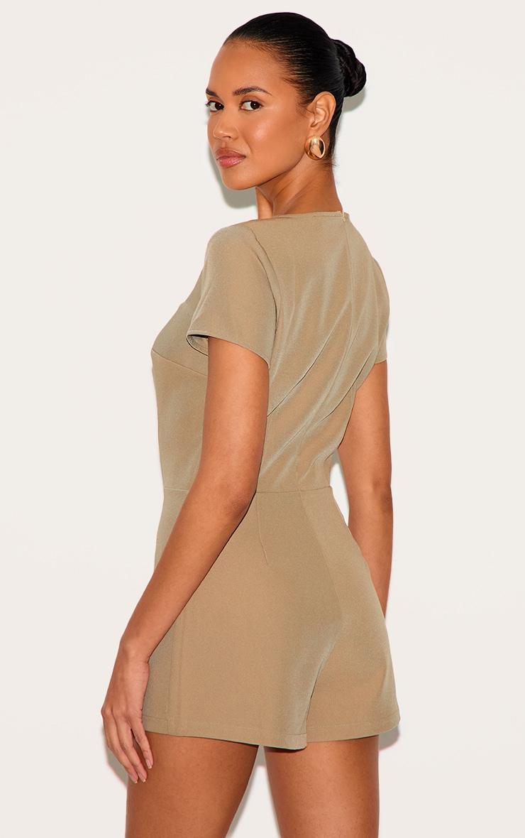 Mushroom Tailored Woven Square Neck Romper Product Image