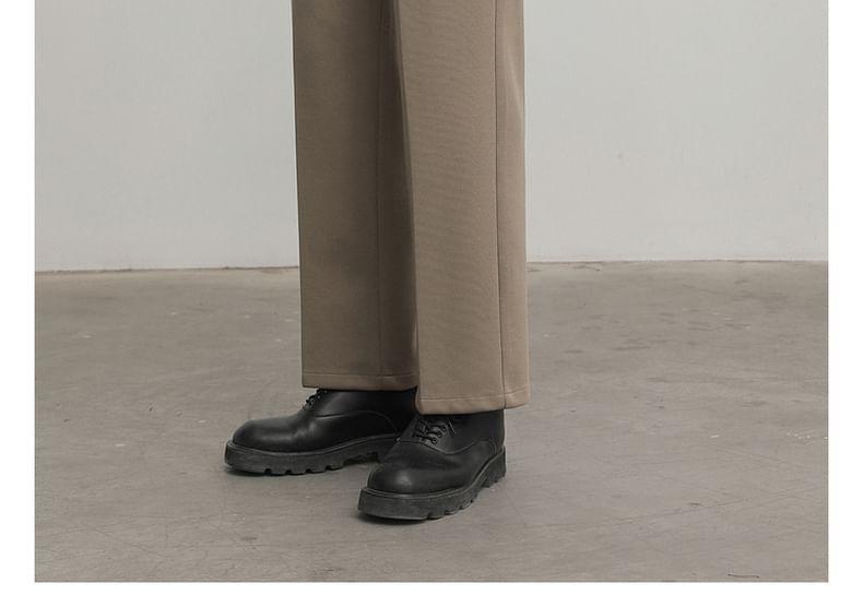 Mid Rise Plain Wide Leg Crop Dress Pants Product Image