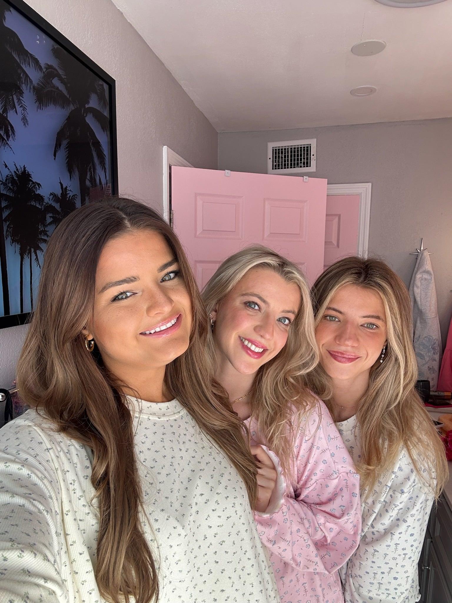 Light Pink Ditsy Floral Long Sleeve Pajama Top Product Image