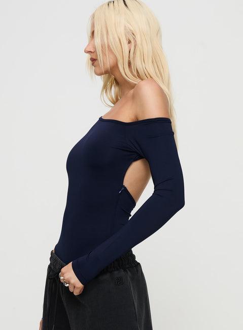 Caylum One Shoulder Bodysuit Navy Product Image
