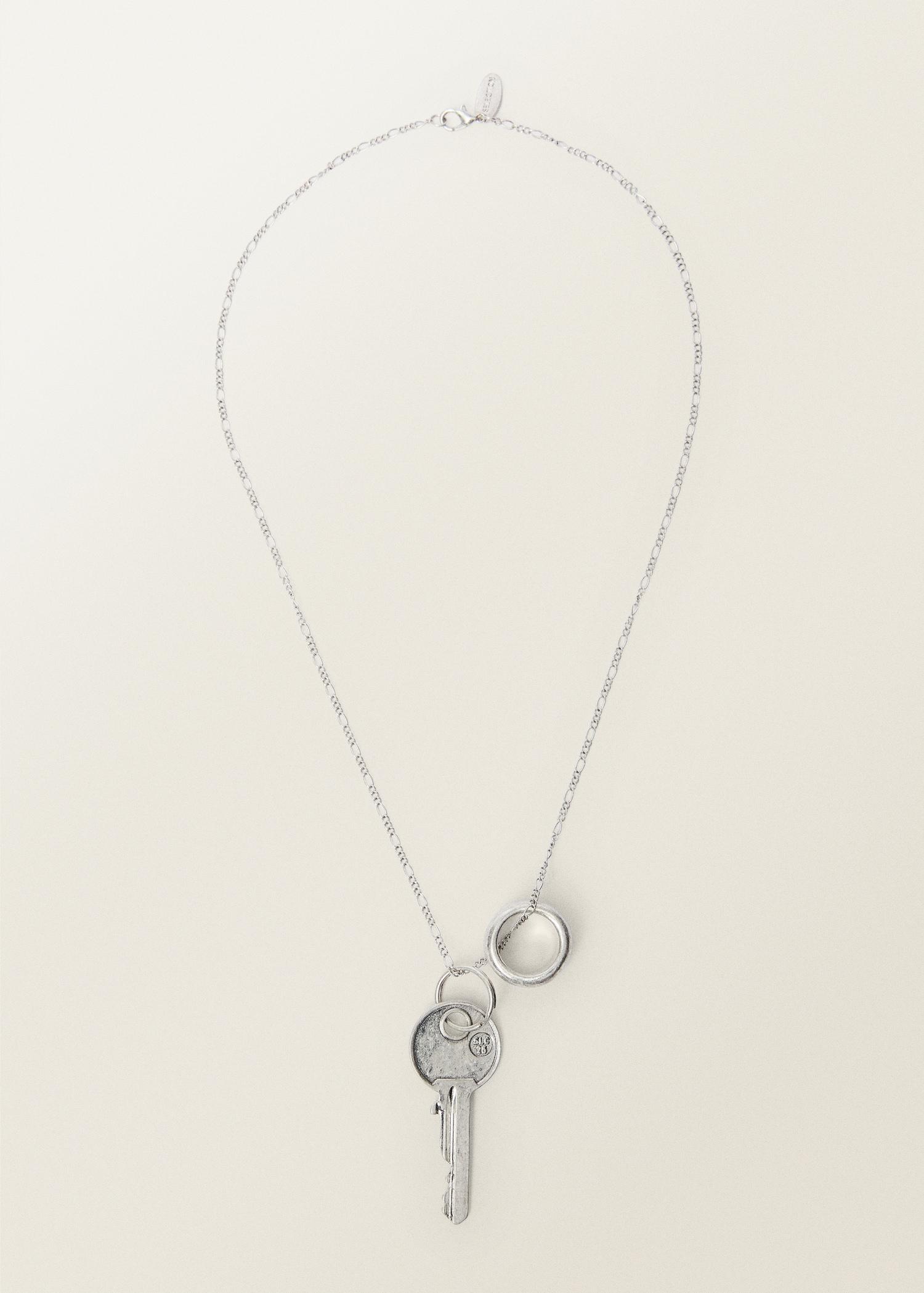 Key ring pendant necklace - Women | MANGO USA Product Image