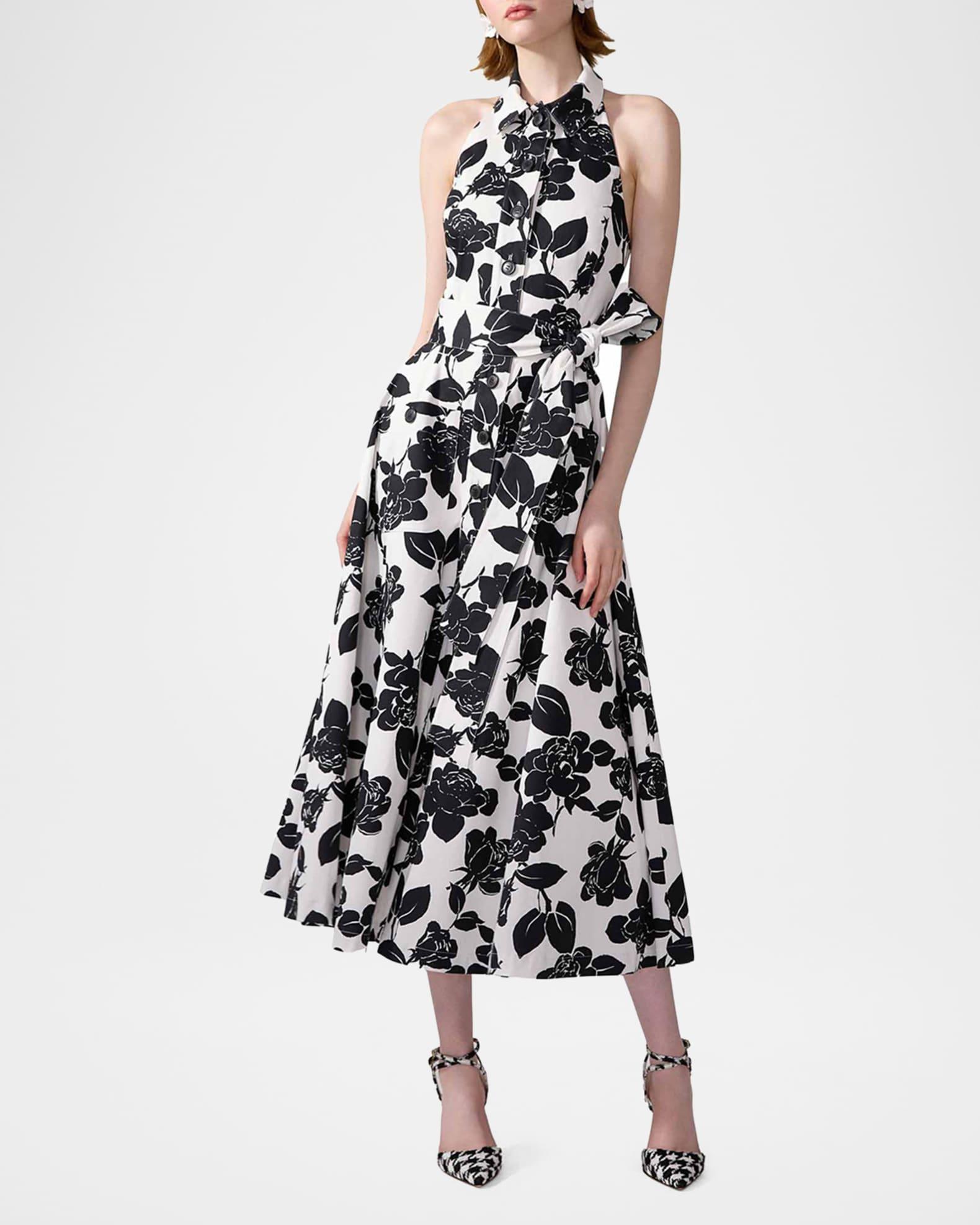 Collared Halter Button-Front Midi Dress Product Image