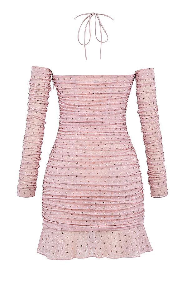 Estella  soft pink crystallised dress Product Image