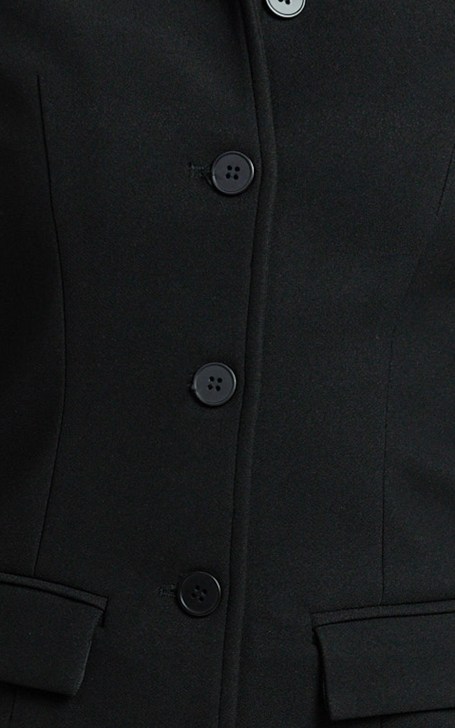 Belle Mini Dress - High Neck Collar Long Sleeve Button Front Fitted Shirtdress in Black Product Image