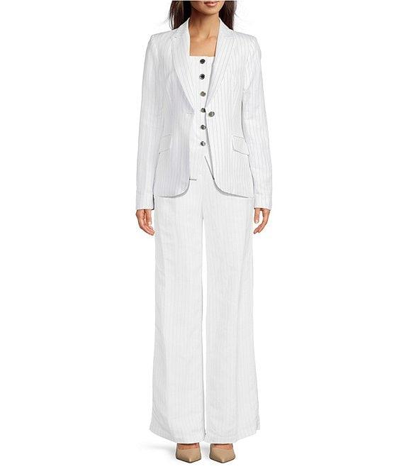 Calvin Klein Pinstripe Linen Blend One-Button Blazer Product Image