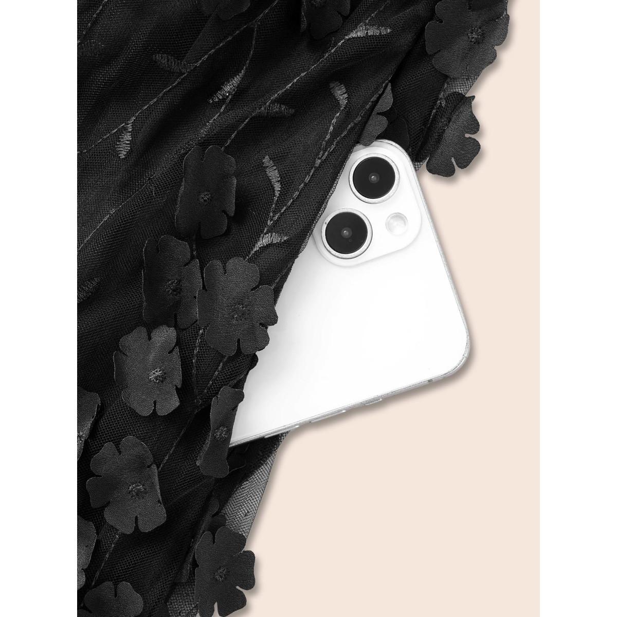 Plus Size Texture Floral See Through Cami Dress Black Women Formal Texture Heart neckline Sleeveless Curvy BloomChic 14-16/1X Product Image