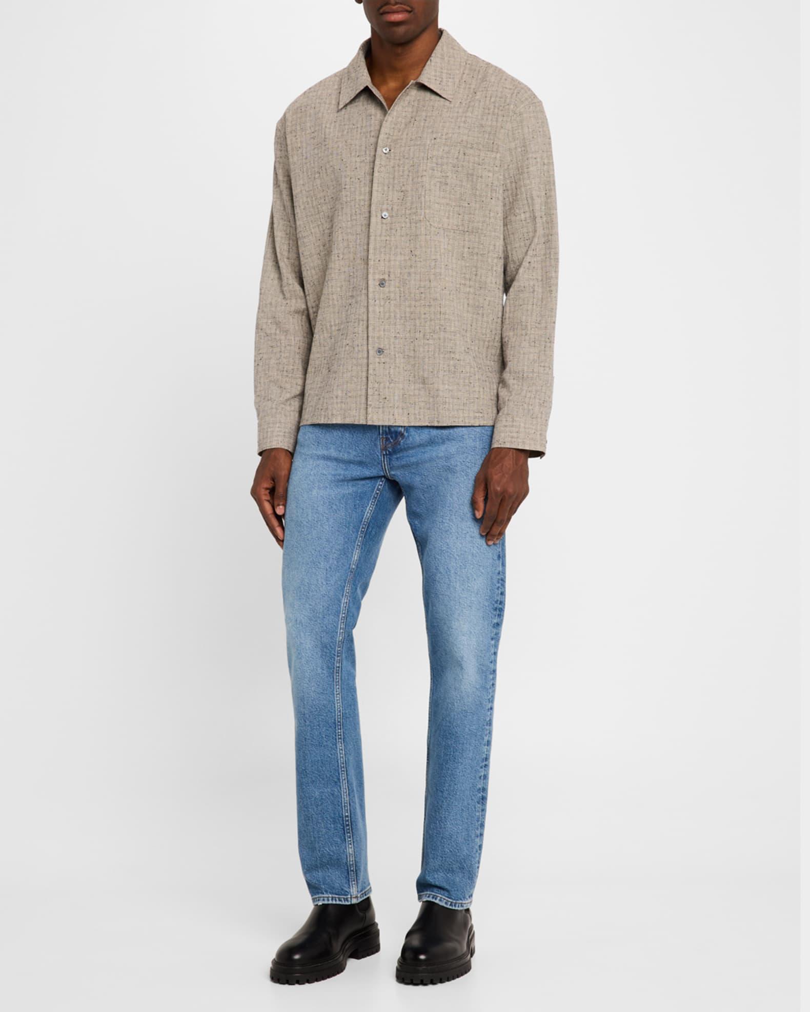 Men's Cotton and Linen Casual Button-Down Shirt Product Image