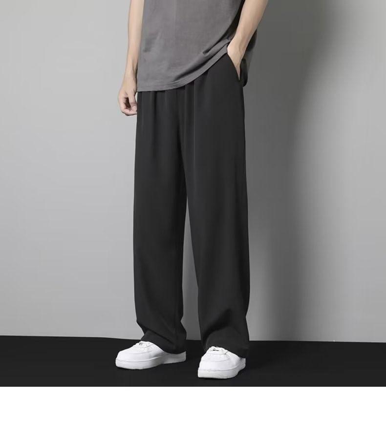 Mid Rise Plain Loose Fit Pants / Drawstring Waist Cropped Harem Pants Product Image