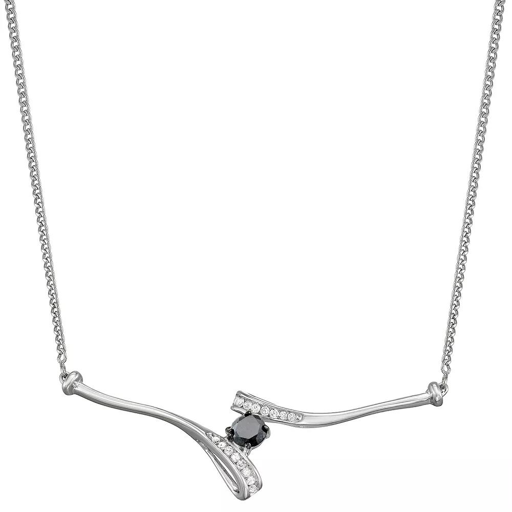 Sterling Silver 1/3 Carat T.W. Black & White Diamond Bypass Necklace, Women's, Size: 18", Silver Tone Product Image