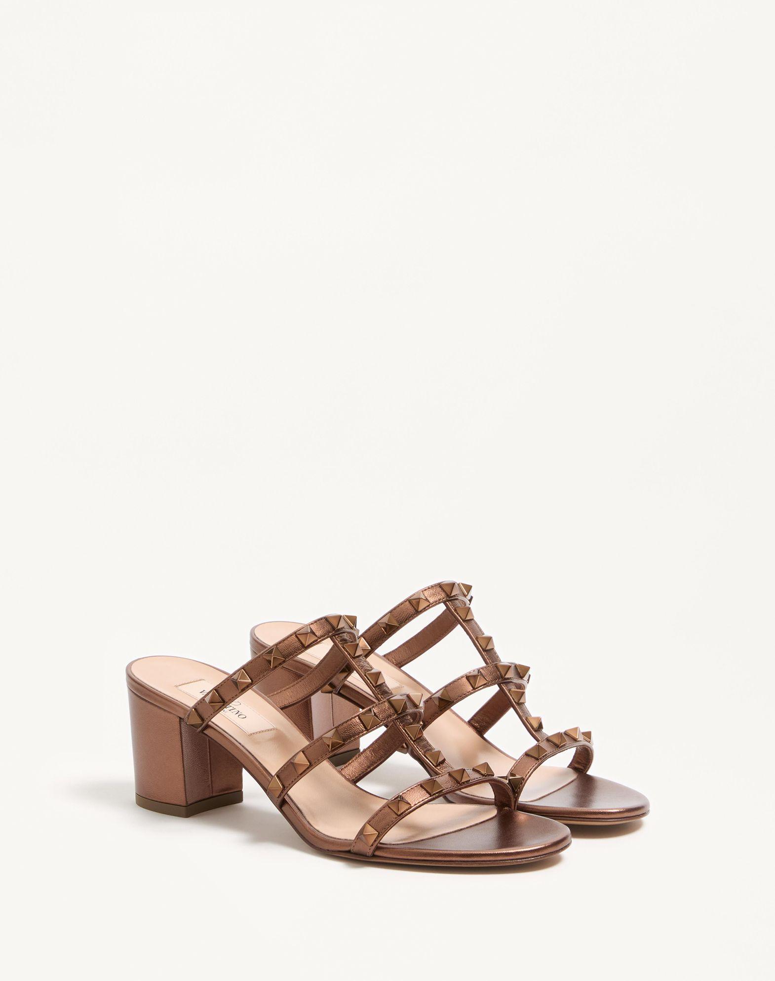 Rockstud Metallic Calfskin Leather Slide Sandal 60 Mm Product Image