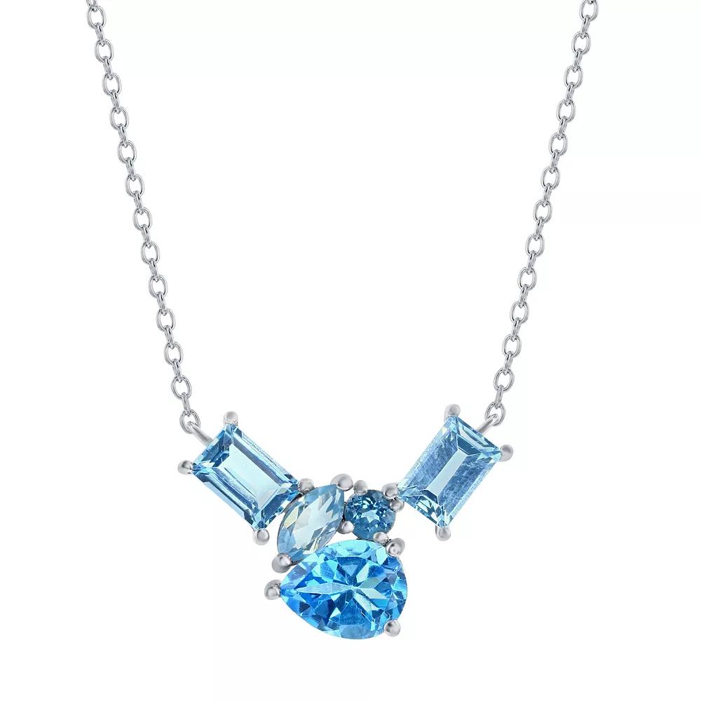Argento Bella Sterling Silver Multi-Shaped Swiss Blue Topaz Necklace, Women's, Size: 16" Product Image