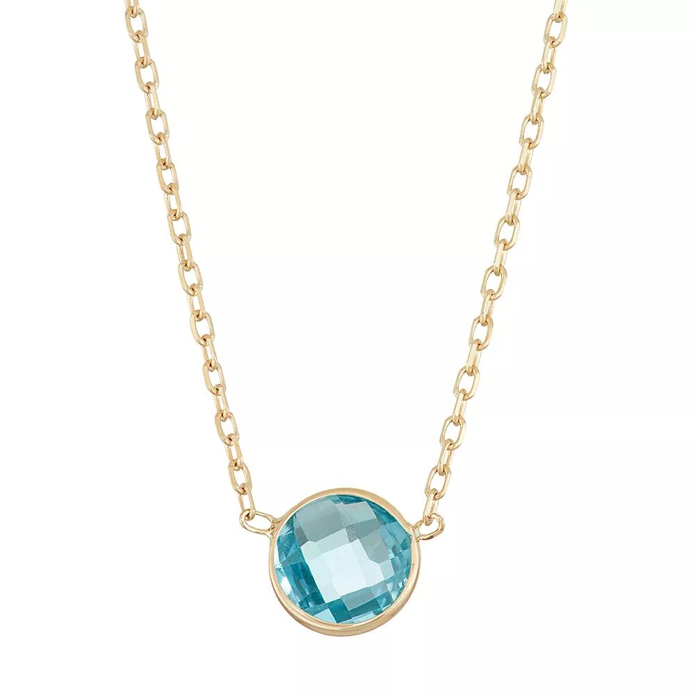 Designs by Gioelli 10k Gold Swiss Blue Topaz Circle Pendant Necklace, Women's, Size: 17" Product Image