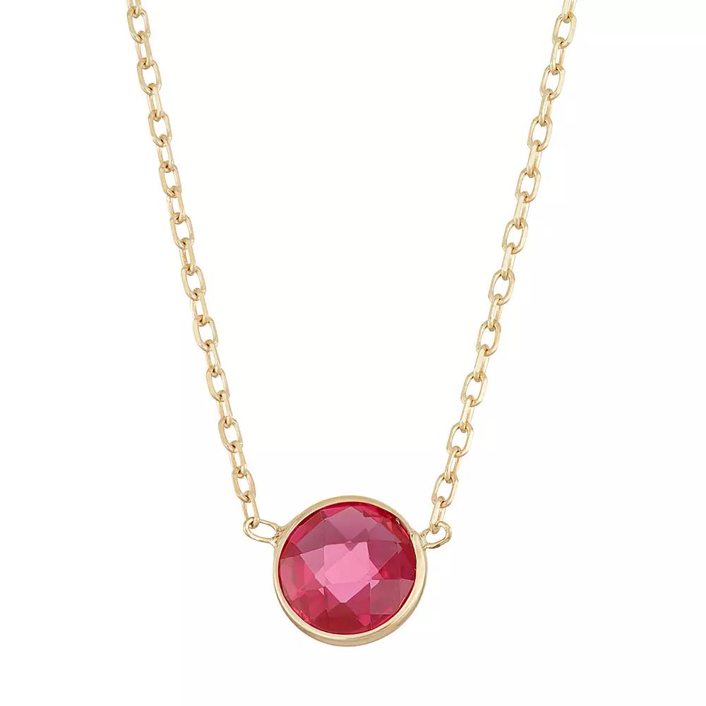 10k Gold Lab-Created Ruby Circle Pendant Necklace, Women's, Size: 17", Red Product Image