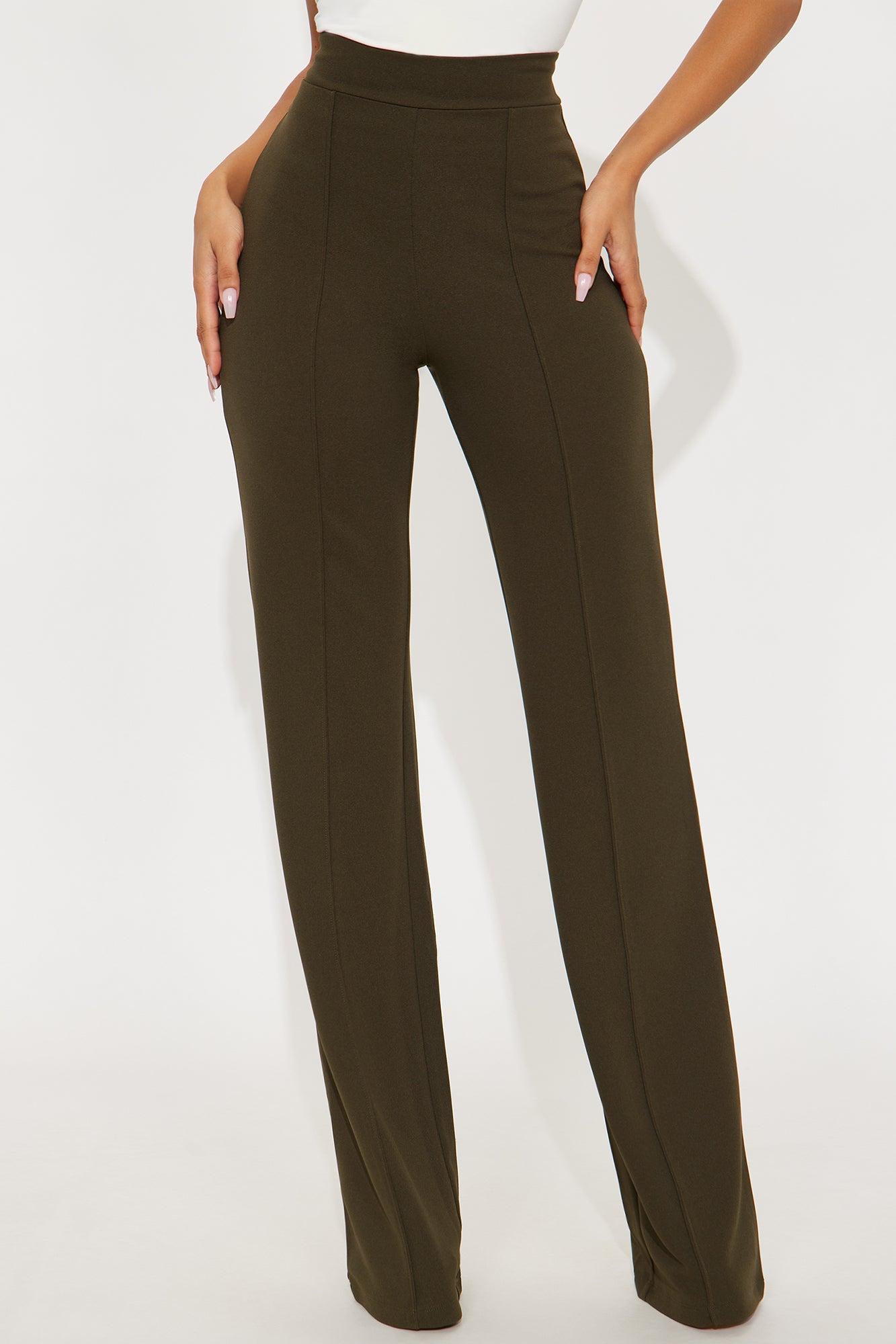 Tall Victoria High Waisted Dress Pants - Olive 1 Female Product Image