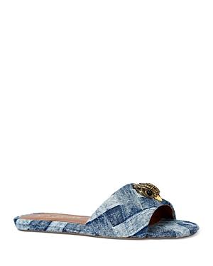 Kurt Geiger London Womens Kensington Square Toe Crystal Eagle Head Blue Slide Sandals Product Image