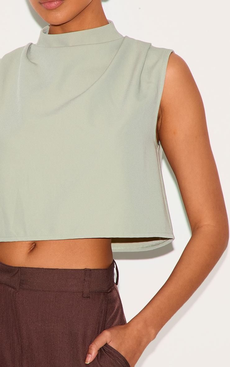 Sage Woven Pleated Boxy Top Product Image