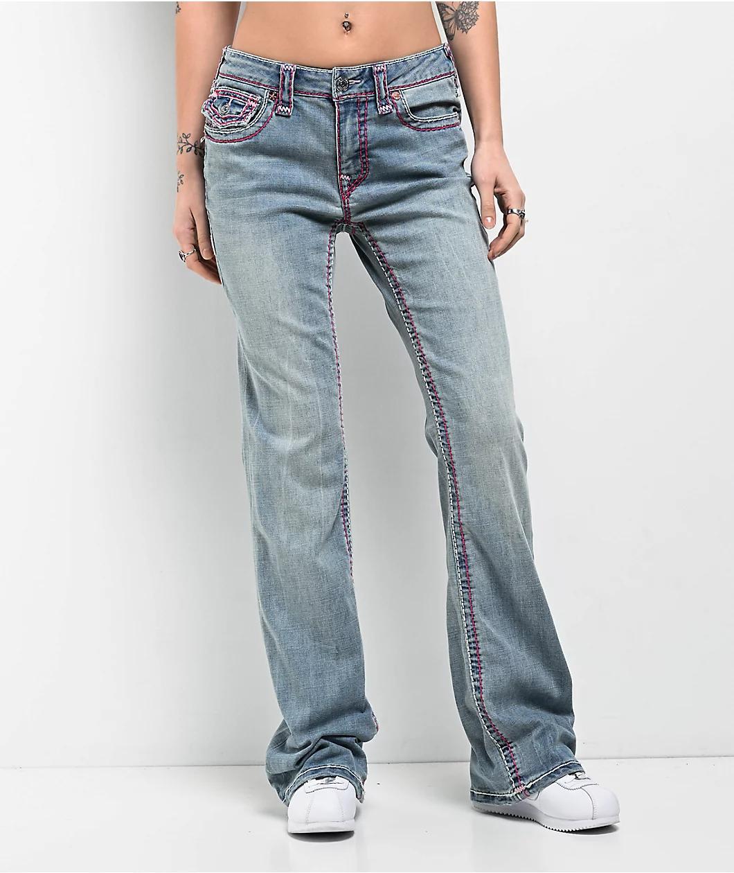 True Religion Becca Super T California Poppy Mid Rise Bootcut Jeans Product Image